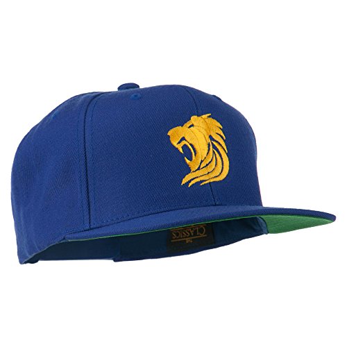 e4Hats.com Gold Lion Embroidered Wool Snapback Cap - color: Royal