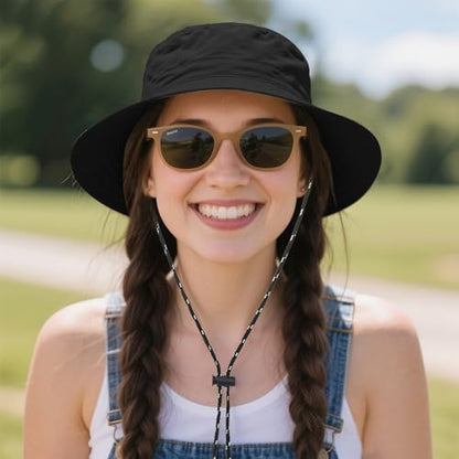 Durio Waterproof Bucket Hats for Woman UPF 50+ Sun Hat - color: Black