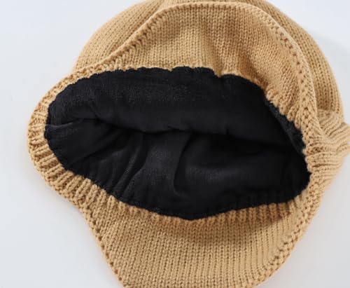 Home Prefer Mens Winter Hat Knit Earflap Hat Stocking Caps with Ears Beanie Hat - color: Khaki