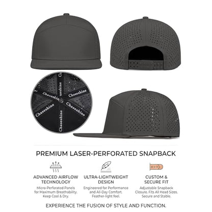 4 Inclusive Sizes Performance Flat Brim Trucker Hat Men Women, 7 Panel Snapback Running - color: 63.grey