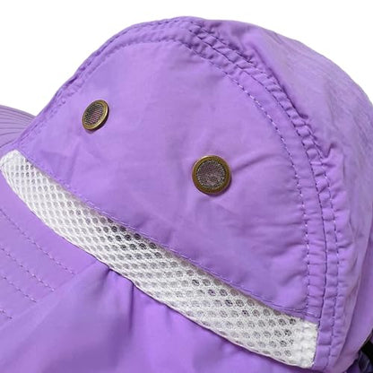 Packable and Adjustable Mesh Boonie Sun Hat with Neck Flap - color: Purple