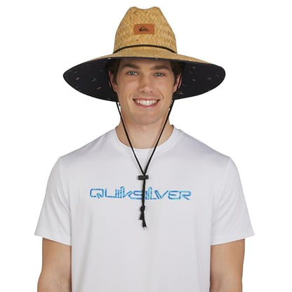 Quiksilver Men's Wide Brim Outdoor Lifeguard Straw Sun Hat - color: Navy, size: Large-X-Large