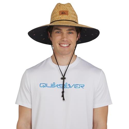 Quiksilver Men's Wide Brim Outdoor Lifeguard Straw Sun Hat - color: Navy, size: Small-Medium
