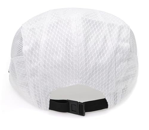 Mesh Cap Breathable Summer Newsboy Hat Adjustable Beret Ivy Cap Irish Cabbie Driving Fishing Hats - color: White