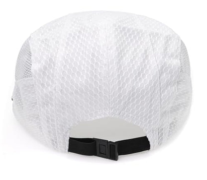 Mesh Cap Breathable Summer Newsboy Hat Adjustable Beret Ivy Cap Irish Cabbie Driving Fishing Hats - color: White