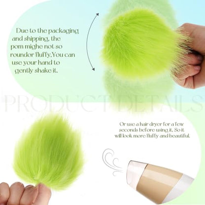 Tatuo 16 Pcs Faux Fur Pom Poms for Hats, Neon Yellow - color: Neon Yellow