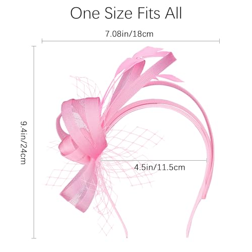 Fascinators Hats for Women, Fascinator Headband Tea Party Hat - color: Light Pink