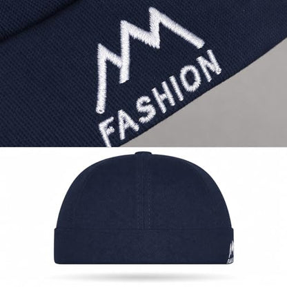 Outdoor Brimless Hat for Men Women, Adjustable Rolled Cuff Skull Cap - color: 1#navy Blue