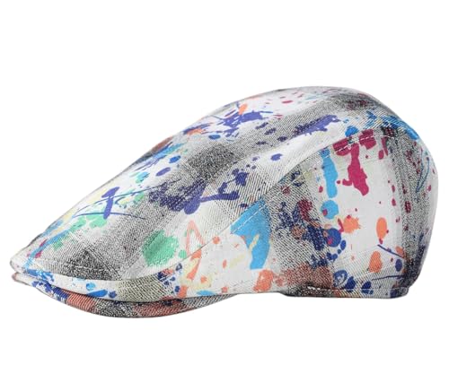 Cotton Newsboy Cap,Breathable Ivy Gatsby Cabbie Beret Hat for Men's Women Driving Hunting Golf - color: Graffiti