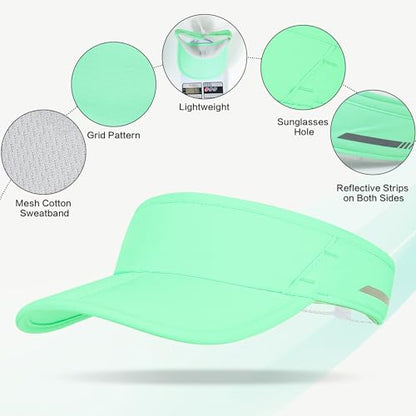 Sun Visor Caps Foldable Brim Adjustable Visor Hats for Women Men - color: 2# Mintgreen