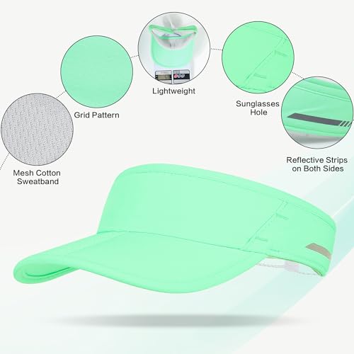 Sun Visor Caps Foldable Brim Adjustable Visor Hats for Women Men - color: 2# Mintgreen