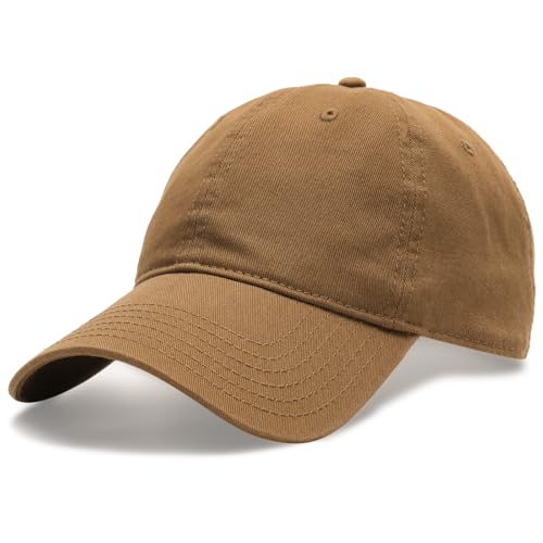 FURTALK Unisex Vintage Unstructured Baseball Cap Washed Cotton Dad Hat - color: Brown, size: Large-X-Large