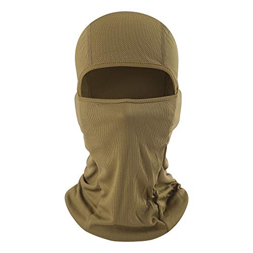 Balaclava Face Mask Adjustable Windproof UV Protection Hood - color: Brown