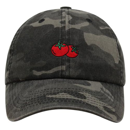 JPAK Two Tomatoes Premium Dad Hat Embroidered Cotton Baseball Cap Vegetables Embroidery - color: Black Camo