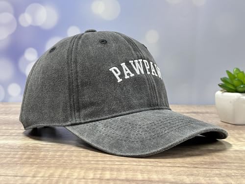 Family Titles Baseball Hat for Grandparents Parents, Relatives Gift - color: Pawpaw (Washed Black)