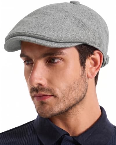 ZLYC Newsboy Cap for Men Summer Flat Cap Lightweight Beret Hat - color: Buckle Light Gray