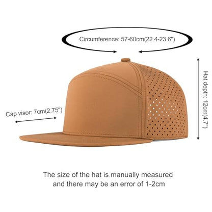 FEINION Men Laser Mesh Flat Brim Snapback Baseball Cap - color: Brown