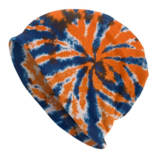 Beanie Hat for Men Women Slouchy Beanie Skull Sleep Cap Soft Lightweight Chemo Hat Stretch Cancer Headwear - color: Tie Dye Orange
