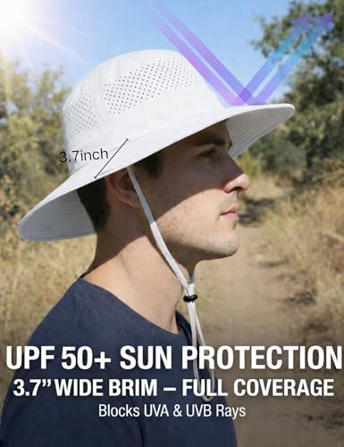 Oversize Large XXL Sun Boonie Hat for Men Women Wide Brim UPF 50+,Bucket Waterproof Quick Dry Safari Hats for Fishing Hiking - color: White, size: X-Large-XX-Large