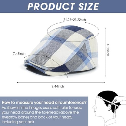 3Pcs Men's Newsboy Caps Cotton Cooling Hat Adjustable Flat Cap for Men - color: 2#-red+blue+yellow
