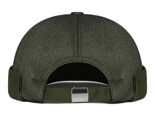 DIYDECAL Mens Mesh Brimless Cap,Summer Skullcap Docker Beanie Hat - color: Dark Green