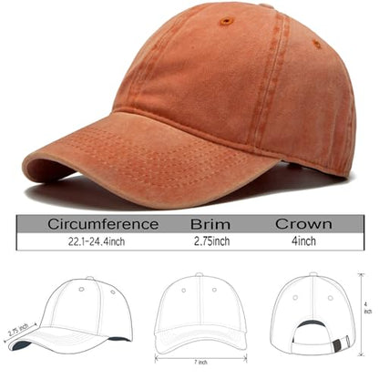 Edoneery Baseball Cap for Men and Women, Low Profile Washed Cotton Dad Hat - color: Orange