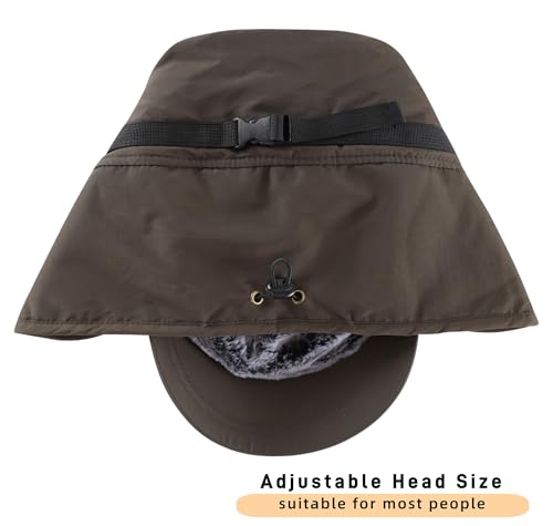 Connectyle Men's Winter Hat with Visor Warm Earflaps Hat Fully Lined Faux Fur Baseball Cap Trapper Hunting Hats - color: Army Green