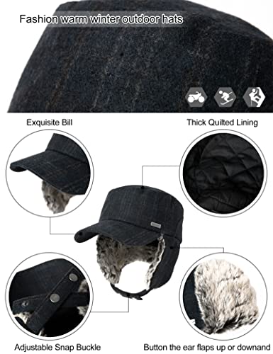 Jeff & Aimy Unisex Winter Earflap Trapper Hunting Ski Hat Baseball Cap 54-62CM - color: 92680-navy, size: Large