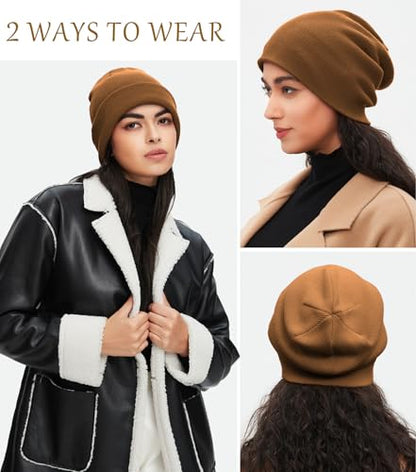 100% Cotton Beanie for Women Men Soft Knit Beanies Warm Winter Hat - color: Coffee