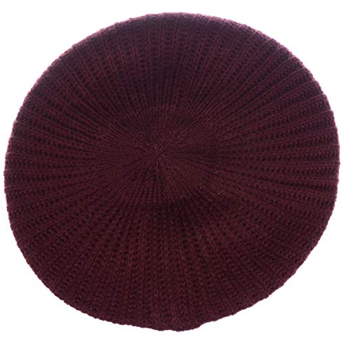 an Fall Winter Knit Beanie Beret Hat for Women Soft Knit Lining Many Styles - color: Burgundy