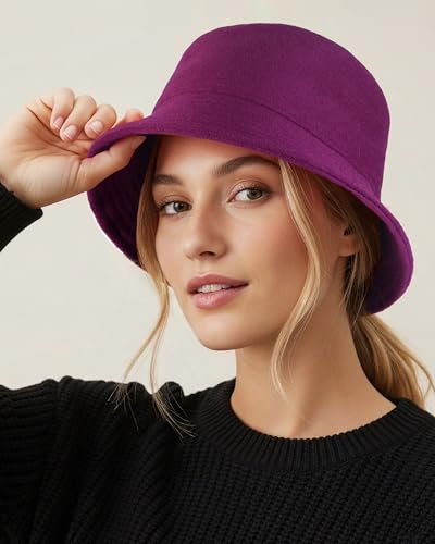 GADIEMKENSD Winter Bucket Hat - Premium Wool, Packable, Plain Colors, Unisex Warm Hat - color: Dark Gray 2.0, size: Large