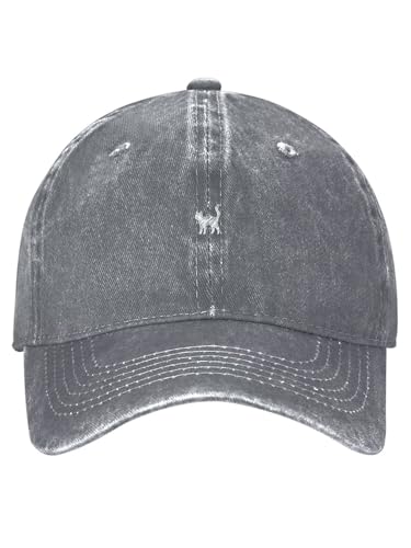 Minimalist Animal Doodles Hat Vintage Washed Cotton Baseball Cap for Men Women Adjustable Dad Hat Casual Outdoor Sun Hat - color: Gray