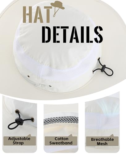 Home Prefer UPF 50+ Men's Sun Hat Wide Brim Bucket Hat UV Protection Hat for Mens Womens Beach Safari Gardening Golf Fishing - color: Ivory