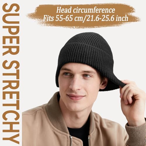 OZERO Winter Beanies Hats Men: Beanie with Ear Flaps - color: Black