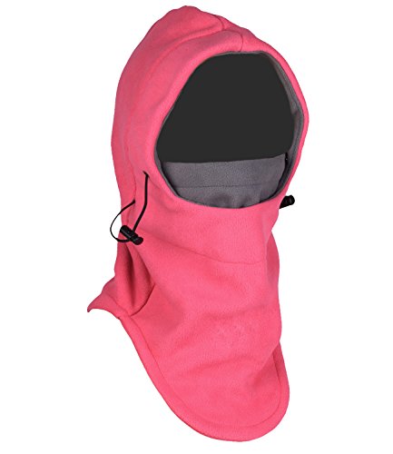 Tahbilk Balaclava Fleece Hood,Heavyweight Cold Weather Winter Motorcycle,Windproof Ski Mask,Ski&Snowboard Gear - color: Rose+grey