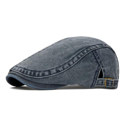 Cotton Newsboy Cap,Breathable Ivy Gatsby Cabbie Beret Hat for Men's Women Driving Hunting Golf - color: Distressed Denim Navy