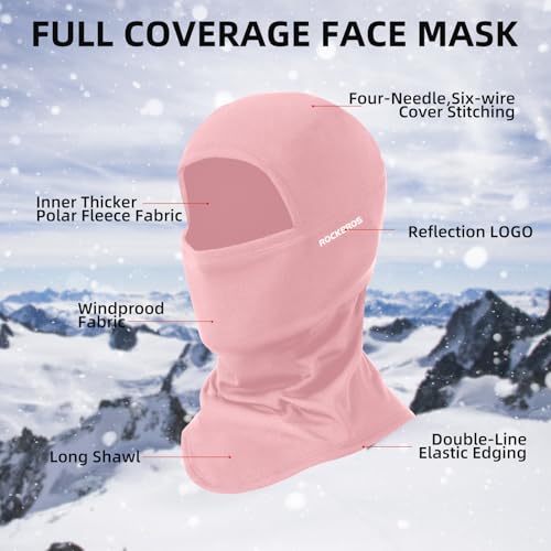 ROCKBROS Ski Mask Balaclava Cold Weather Scarf Thermal Winter Neck - color: Pink
