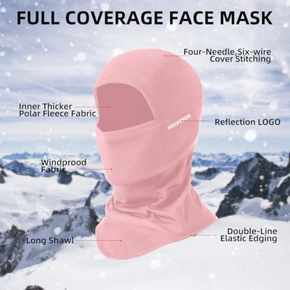 ROCKBROS Ski Mask Balaclava Cold Weather Scarf Thermal Winter Neck - color: Pink