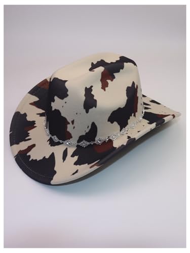 Verdusa Women's Western Cowboy Hat Rhinestone Wide Brim 2026 Cowgirl Hat - color: Cow Brown
