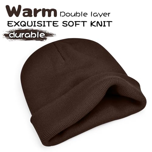 ZOORON Beanie for Men Women Warm Winter Hat Unisex Soft Knit Cuffed Beanie - color: Coffee