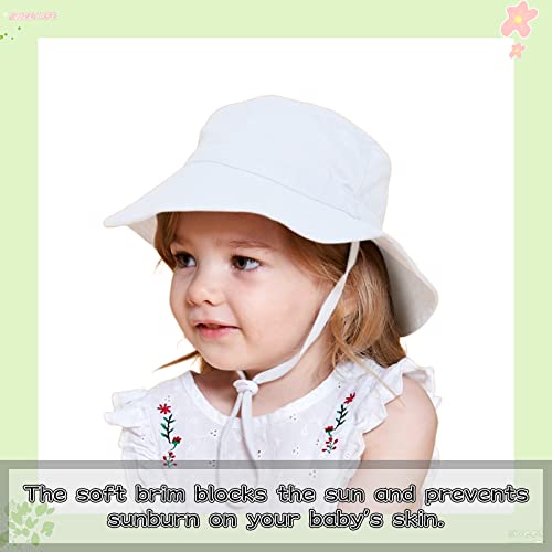 Peecabe Summer Baby Sun Hat for Boys Girls UPF 50+ Wide Brim Toddle Bucket Hat Adjustable Baby Beach Cap 0-8 Years - color: A-white, size: 0-6 Months
