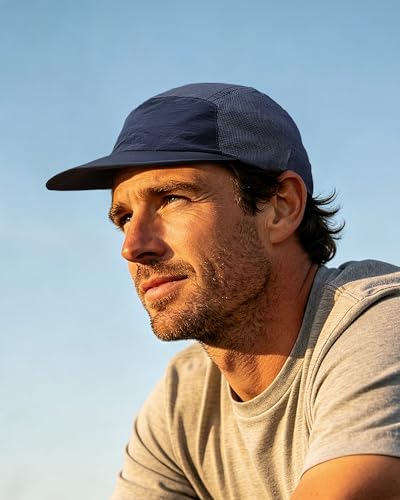 CLAPE Quick Dry Mesh 5 Panel Running Hat for Men, Lightweight Breathable Moisture-Wicking Baseball Cap for Hiking - color: Bs265p14-navy