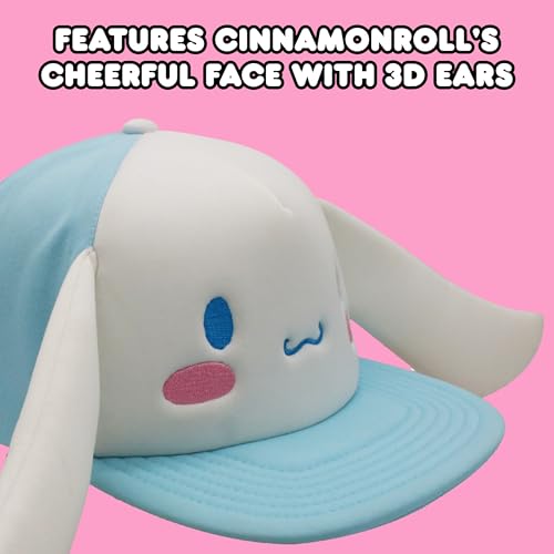 Hello Kitty Baseball Cap, Women's Snapback Hat with Flat Brim and 3D Ribbon and Ears - style: Cinnamoroll