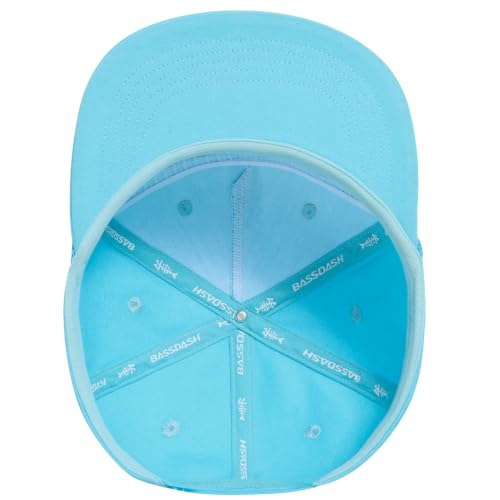 BASSDASH Embroidered Soft Top Flat Brim Duck Hat Snapback Cap for Hunting, Fishing, and Outdoor Activities - color: Sky Blue/Rainbow Trout
