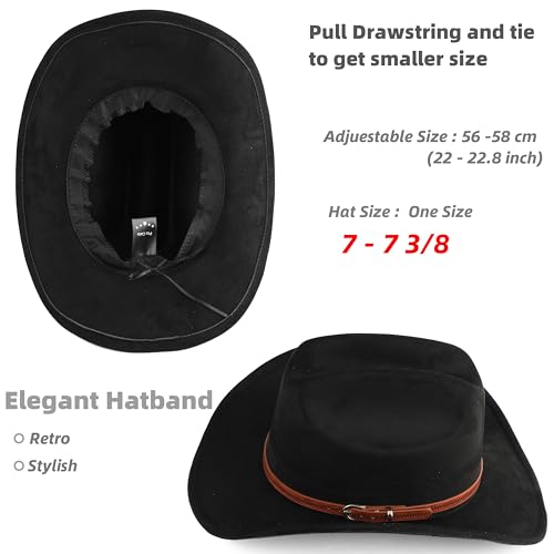 Pro Celia Cowboy Hat for Women and Men Wide Brim Western Cowgirl Hat - color: Black