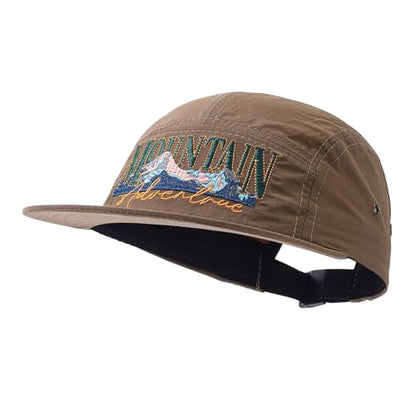 Quick Dry 5 Panel Hats for Men Waterproof Flat Brim Hat Lightweight 5-Panel Baseball Caps Casual Trucker Snapback Hat - color: Mg-pym2575-khaki