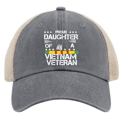 Proud Daughter of A Vietnam Veteran Hat Veteran Day for Women Baseball Cap Fashion Washed Hiking Hat Cotton - color: Gray01