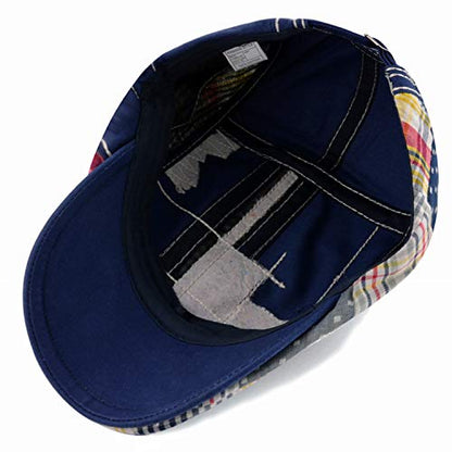 MOACC M Men Beret Hat Cotton Buckle Adjustable Newsboy Hats Cabbie Gatsby Cap - color: Hat-t1-blue