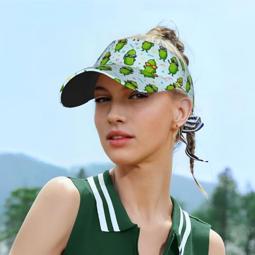 Unisex Sports Sun Visor Hats Adjustable Lightweight Packable Printed Empty Top Cap for Running Pickleball Golf Tennis - color: Funny Sunglasses Pickle