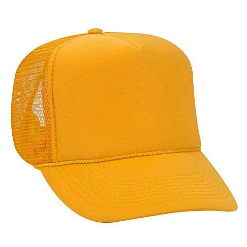 OTTO Polyester Foam Front 5 Panel High Crown Mesh Back Trucker Hat - color: Gold